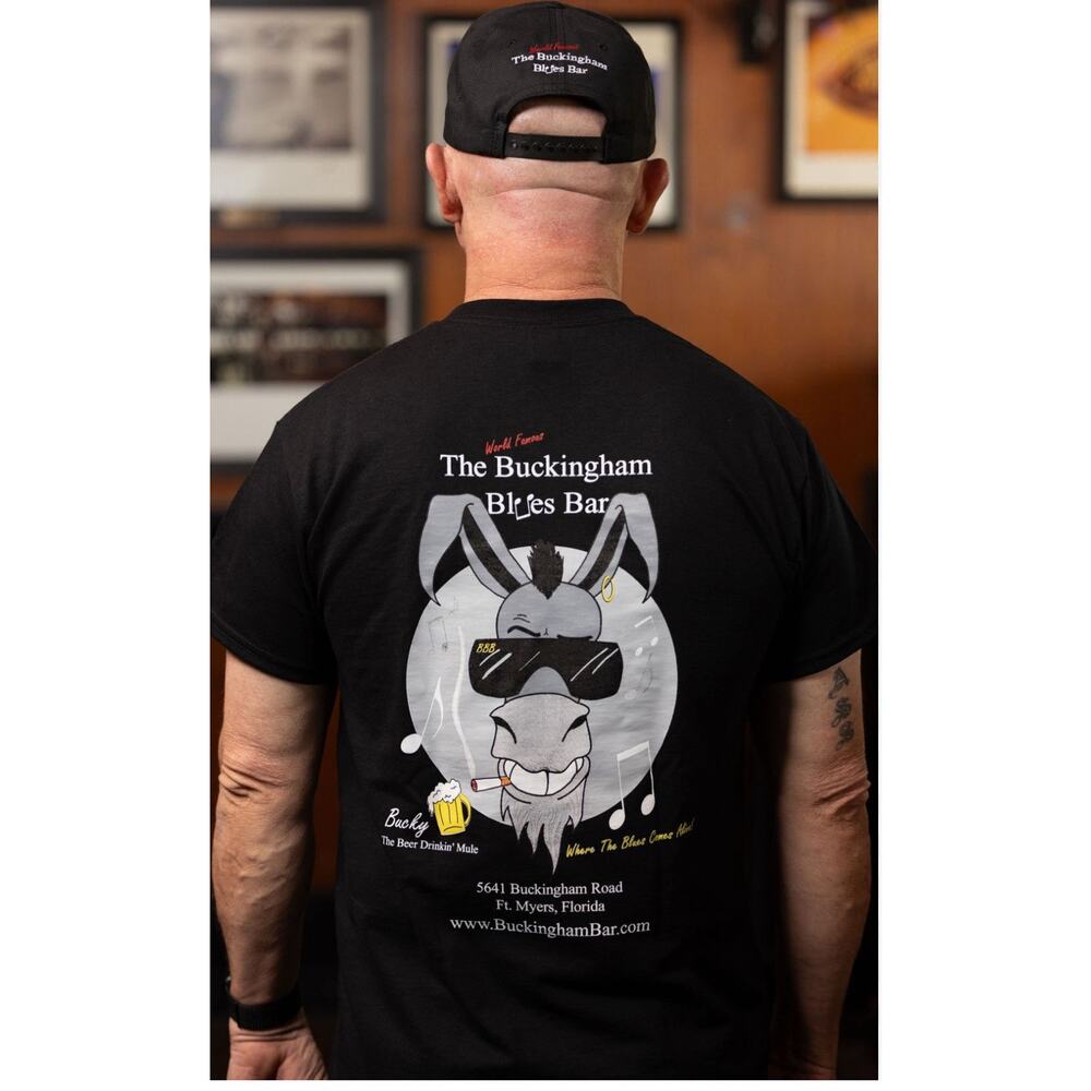 The Buckingham Blues Bar “Home Of Bucky The Beer Drinking Mule” Size X-Large Tee
